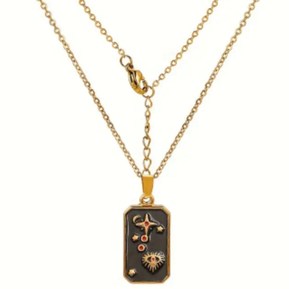 Gold and Black Pendant Necklace